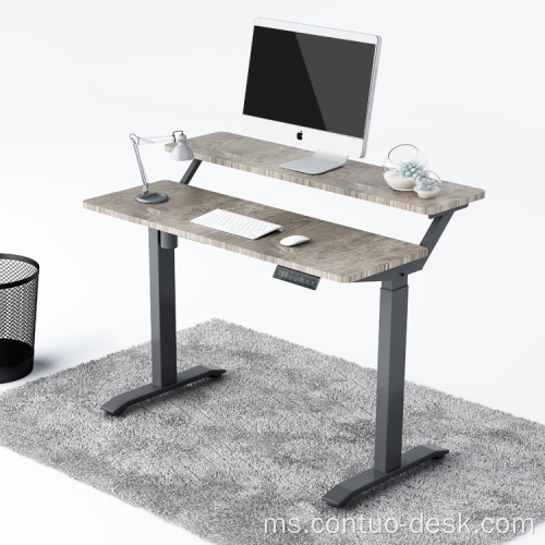 2024 Luxury Two Wooden Desktops Untuk Metal Desain Desain Meja Tinggi Elektrik Meja Tinggi Meja